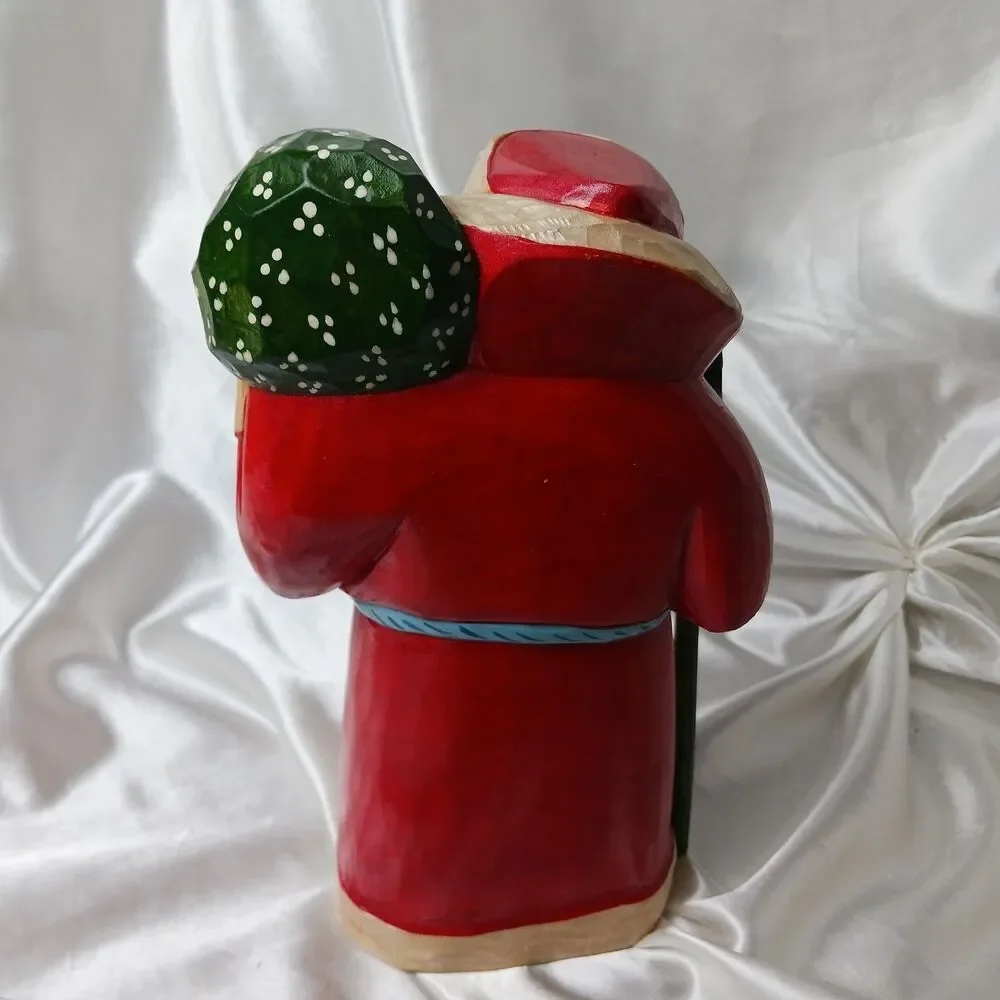 VINTAGE HAND CARVED 10'' WOODEN RUSSIAN SANTA FIGURE 1996 SIGNED